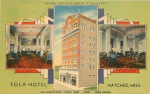 Eola Hotel roadside linen Natchez Mississippi Postcard MWM 12799