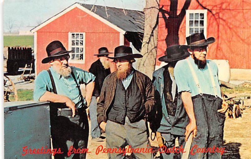 Amish Men at Public Sale Pennsylvania Dutch Country, USA Unused 