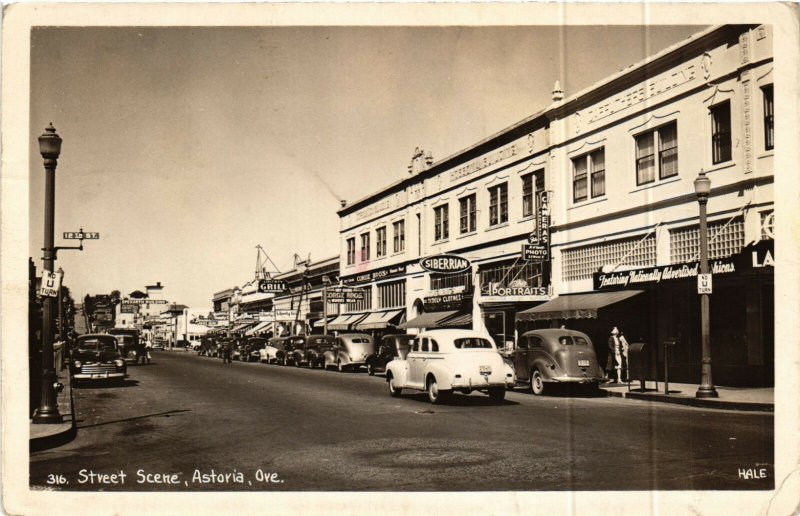 PC CPA US, OREGON, ASTORIA, STREET SCENE, VINTAGE REAL PHOTO POSTCARD (b6410)