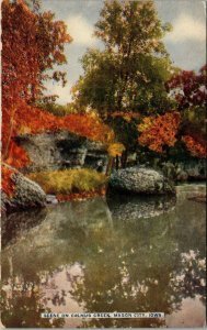 Calmus Creek Mason City Iowa Postcard Autumn Fall Water Reflection DB UNP