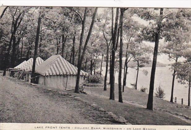 Wisconsin Lake Geneva Lake Front Tents College Camp 1944