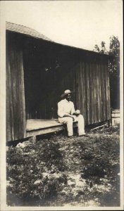 Black Americana - Man Holding Grapefruit? Farm Worker? Florida? RP Photo