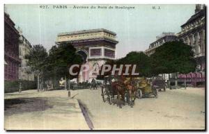 Old Postcard Paris Avenue du Bois de Boulogne Caleche Automotive