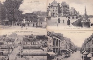 Cherbourg La Rue De La Fontaine Gare Quai Pont Tourant 4x French Postcard s