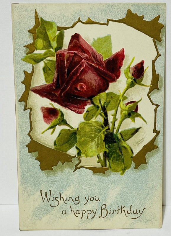 Early 1900s German Birthday Postcard Embossed