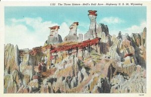Postcard The Three Sisters Hells Half Acre Highway U. S. 20 Wyoming 