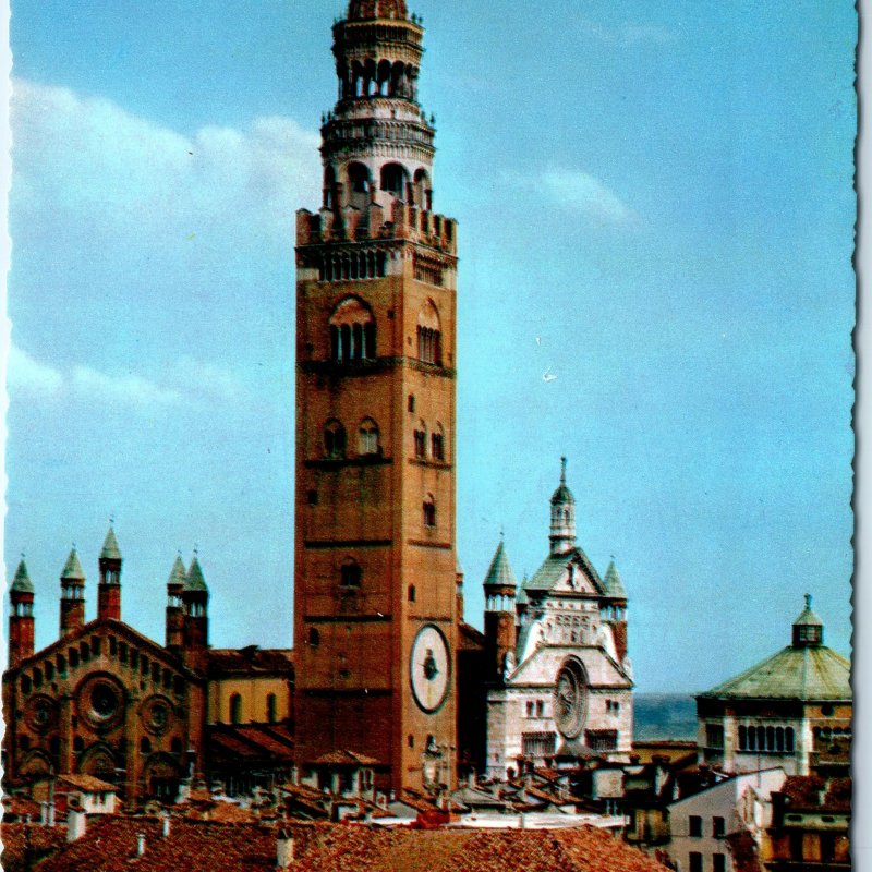 c1970s Cremona, Italy Il Torrazzo Tower Cityscape Rooftops Chrome 4x6 PC M20