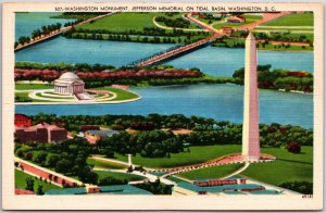 Washington D.C., Monument, Jefferson Memorial on Tidal Basin, Vintage Postcard