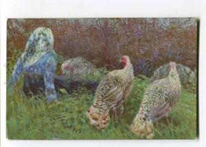 257507 Turkeys Birds GIRL by Tommaso CASCELLA Vintage PC