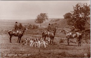 Hunting We Will Go Dogs Horses Unused EAS Schwerdtfeger Postcard E77