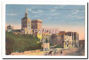 Avignon Old Postcard View of & # 39ensemble the papal palace and cathedral No...