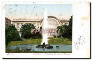 Italy Italia Torino Old Postcard Giardino e Stazione di Porta Nuova