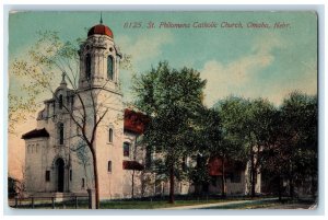 c1910s St. Philomena Catholic Church Exterior Scene Omaha Nebraska NE Postcard