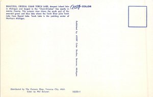 Torch Lake Michigan 1960s Postcard Aerial View 