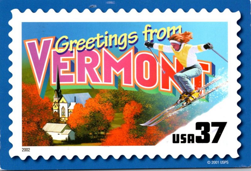 Stamps On Postcards Greetings From Vermont
