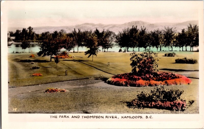 The Park and Thompson River, Kamloops British Columbia Vintage Postcard M58