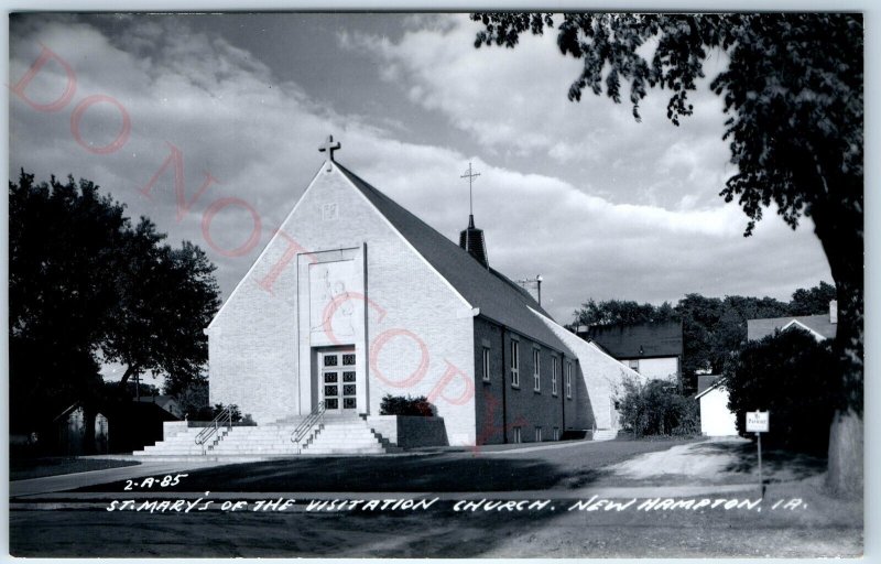 c1950s New Hampton, IA RPPC St. Mary's of the Visitation Church Christian A108