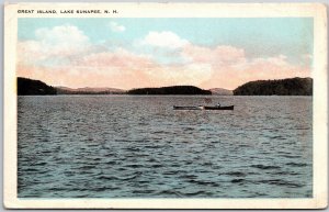 Great Island Lake Sunapee New Hampshire NH Boating Adventure Fishing Postcard