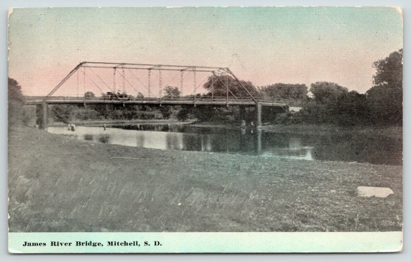 Mitchell South Dakota~Automobile on Top~James River Thru Truss Bridge~c1912 