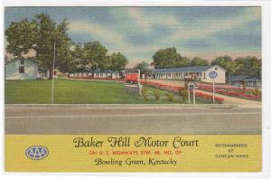 Baker Hill Motor Court Motel Bowling Green Kentucky linen postcard