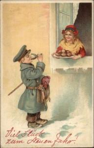 Foreign New Year - Girl in Window Offers Food & Drink to Soldiers Boy PC