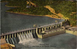 Bagnell Dam and Lake of the Ozarks Missouri Linen Postcard W8