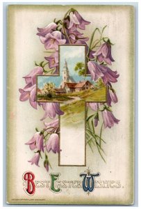 John Winsch Signed Postcard Easter Wishes Cross Flowers Embossed Chicago IL 1911