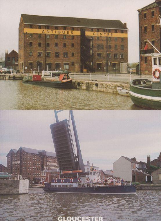 Gloucester Antiques Centre & Queen Boadicea Ship At Canal 2x Postcard s