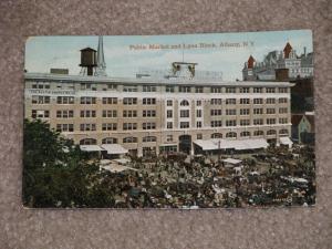 Public Market & Lyon Block, Albany, N.Y. used vintage card, Early 1900`s