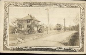 Homes & Road - Boston MA Cancel - Stoughton Written on Back c1910 RPPC