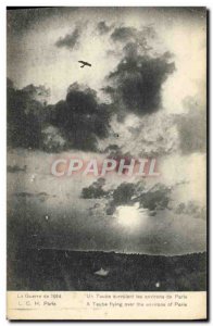 Old Postcard Militaria A Taube flying around Paris Jet