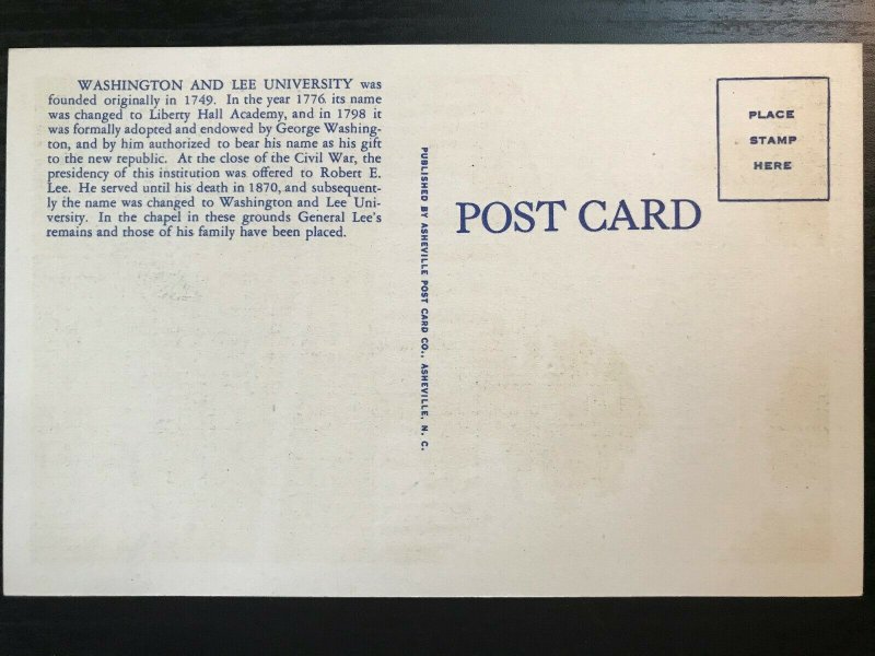Vintage Postcard 1930-1945 Washington & Lee University Lexington Virginia