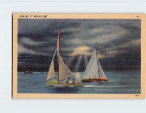 Postcard Sailing By Moonlight