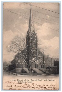 1906 Church Sacred Heart Rectory Waterbury Connecticut Vintage Antique Postcard