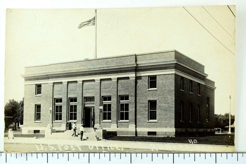 C.1910 RPPC U.S. Post Office Building, Aurora, Nebraska Real Photo Postcard P35