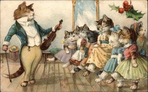 Cat Fantasy Violin Class GH Thompson Ernest Nister c1905 Postcard