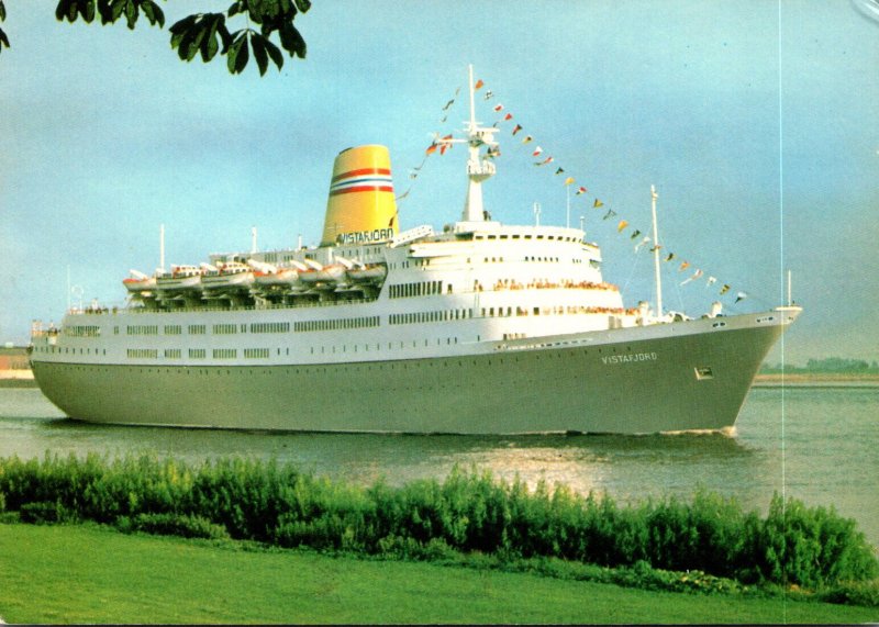 Norwegian American Cruises M/S Vistafjord Approching Hamburg Germany