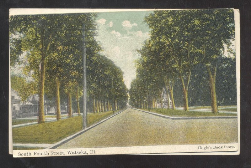 WATSEKA ILLINOIS SOUTH FOURT STREET SCENE VINTAGE POSTCARD