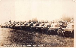 RPPC ARMY TRUCKS AMERICAN LAKE WASHINGTON REAL PHOTO POSTCARD 1918