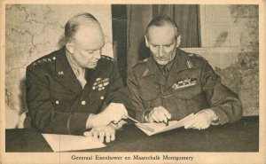 Postcard 1940s WW2 General Eisenhower Montgomery Military Tuck 22-13251