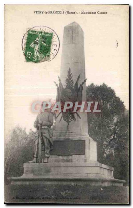Old Postcard Vitry the Francoise Marne Monument Carnot
