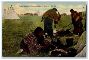 c1910's Indian Squaws Dressing Dogs For Dinner Unposted Antique Postcard