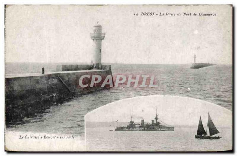 Old Postcard Brest La Passe Commercial Port on the Bouvet breastplate Yacht h...