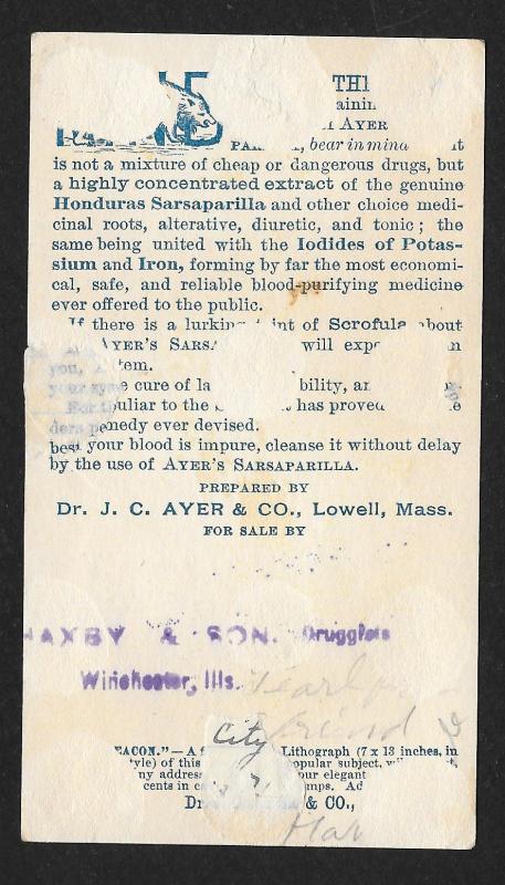 VICTORIAN TRADE CARD Ayer's Sarsaparilla Old Couple