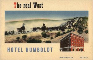 Winnemuca NV Hotel Humboldt & Cowboys Linen Postcard