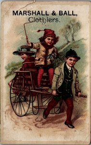 c1880 NEWARK N.J. MARSHALL & BALL CLOTHIERS VICTORIAN TRADE CARD 34-195