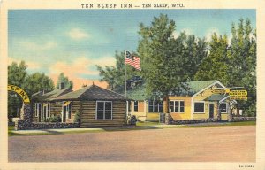 Ten Sleep Wyoming Sleep Inn occupation flag linen Teich Postcard 26-600