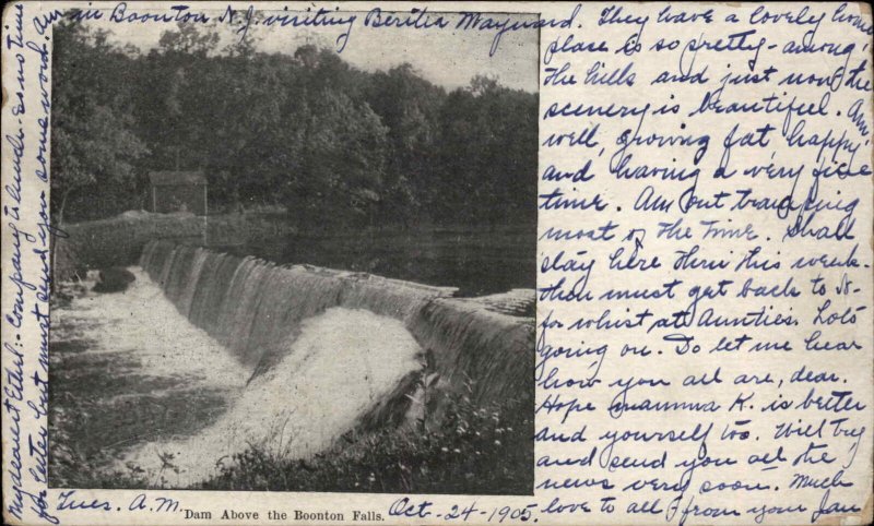 Boonton Falls New Jersey NJ Dam Above the Falls c1910 Vintage Postcard