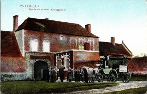 VINTAGE POSTCARD WATERLOO ENTRANCE TO THE HOUGOUMONT FARM HORSES BUGGY c. 1910