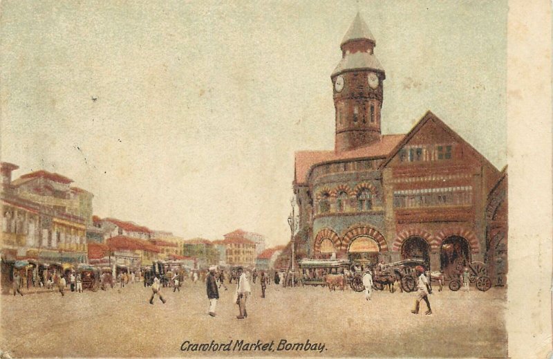 Postcard Asia India Bombay Crawford market clocktower